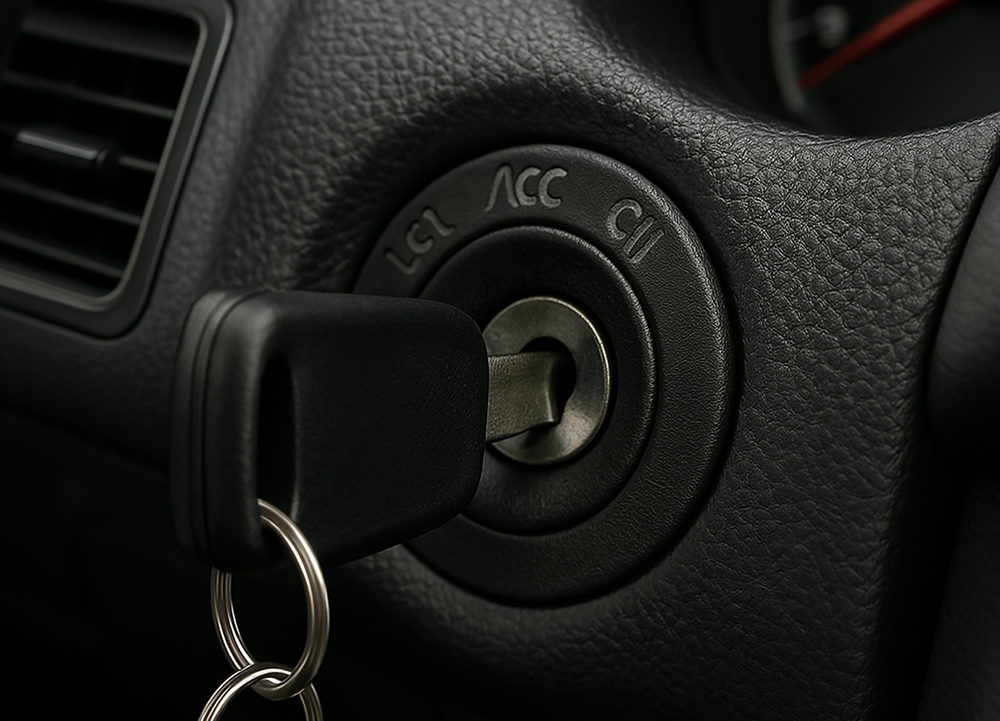 Close-up of mechanic fixing car ignition in Sugar Land TX
